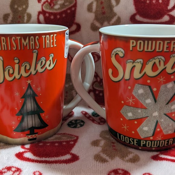 New Vtg Style 2 Winter Mugs Icicles & Powder Snow Germany Waechtersbach Mugs Set - Picture 6 of 10